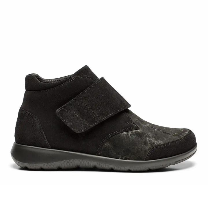New Feet Boot 1 Velcro Leather/Textil Stretch Black Women