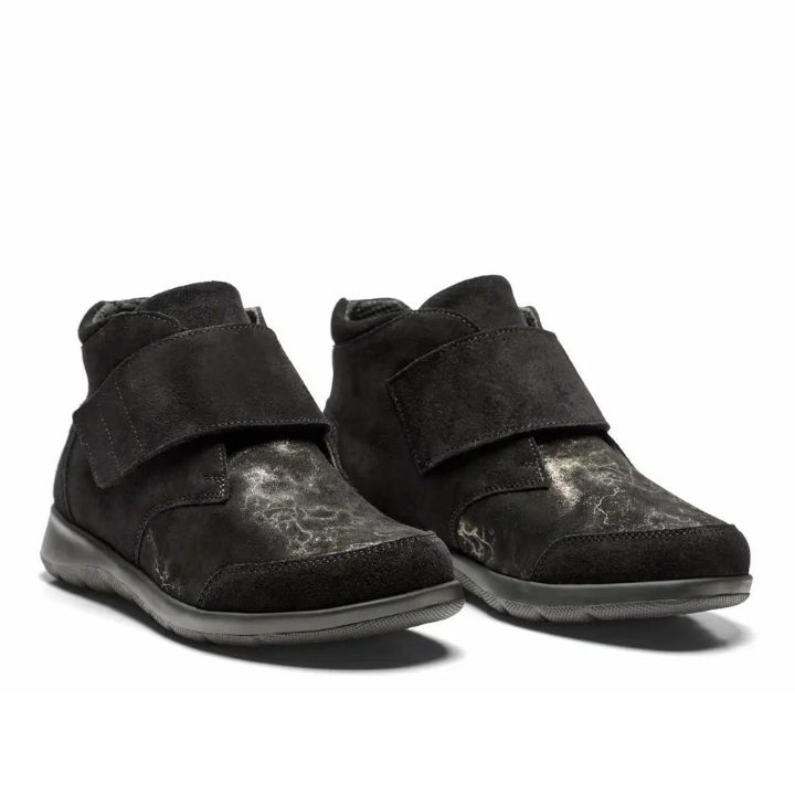 New Feet Boot 1 Velcro Leather/Textil Stretch Black Women - Bild 2