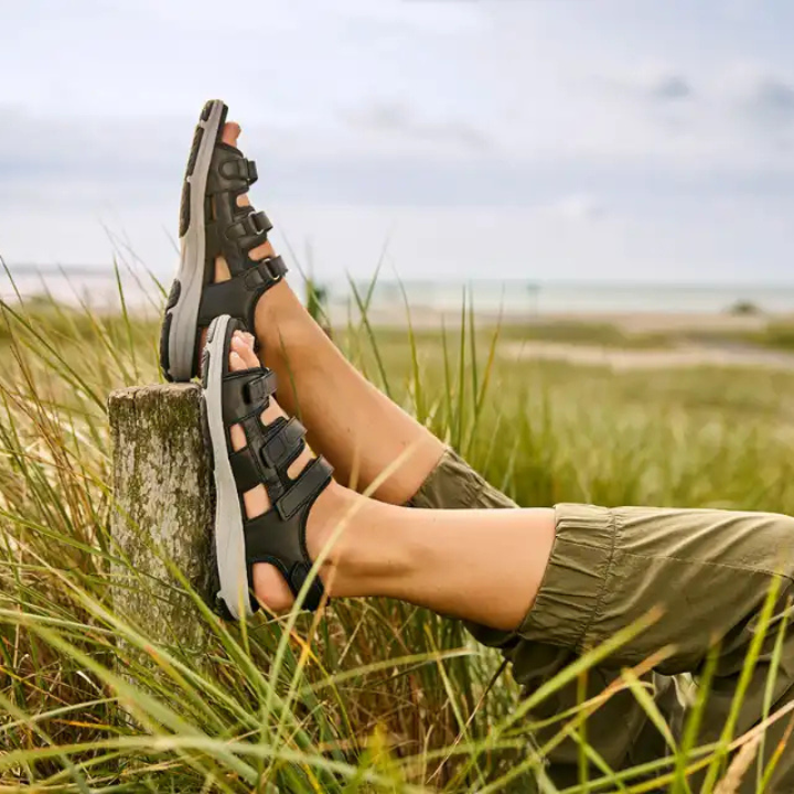 New Feet Sandal Plain Leather Black Women - Bild 5